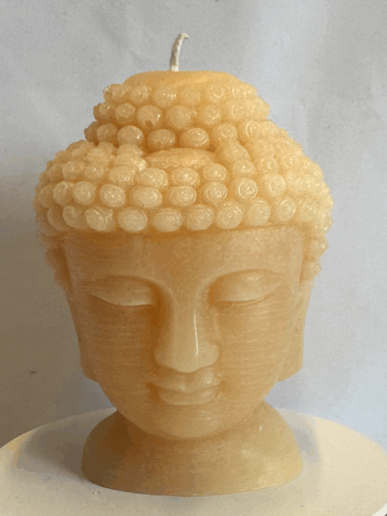 Bougie moulée visage bouddha masculin vert forêt – boo-j