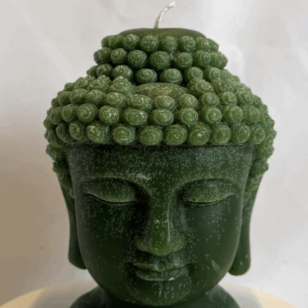 Bougie moulée visage bouddha masculin vert forêt – boo-j