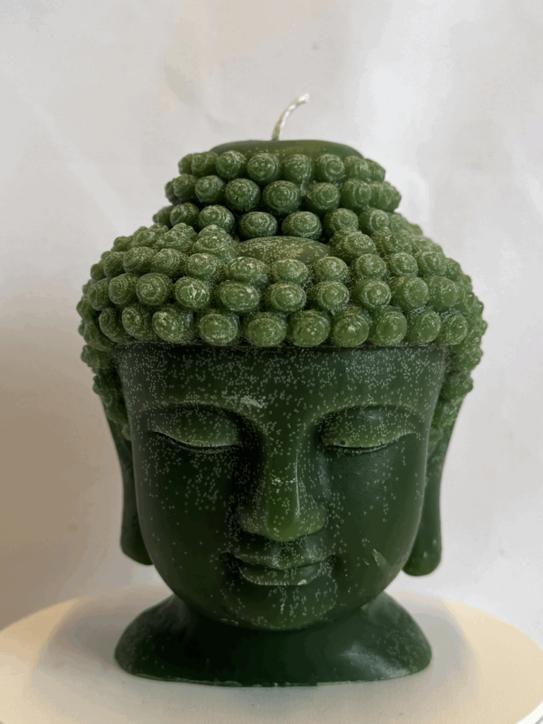 Bougie moulée visage bouddha masculin vert forêt – boo-j