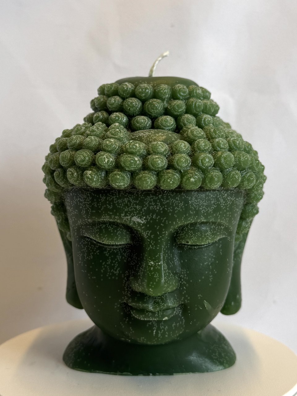 Bougie moulée visage bouddha masculin vert forêt – boo-j