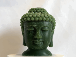 Bougie moulée visage bouddha masculin vert forêt – boo-j Bougie moulée visage bouddha masculin vert forêt – boo-j