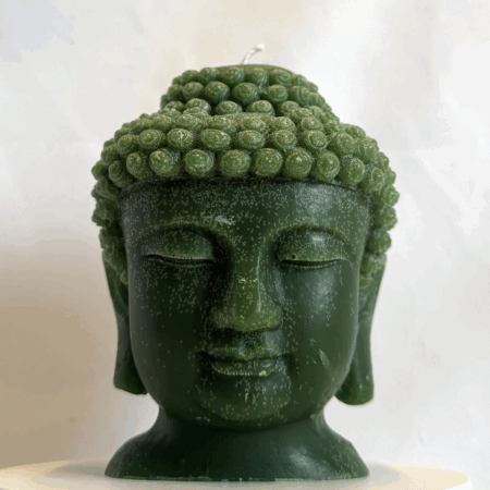 Bougie moulée visage bouddha masculin vert forêt – boo-j Bougie moulée visage bouddha masculin vert forêt – boo-j