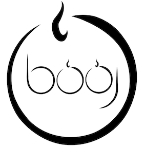Logo boo-j en noir, encerclé