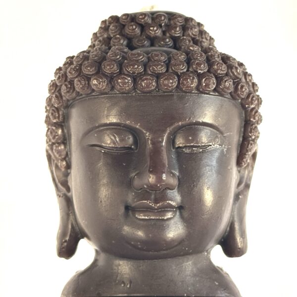 Bougie moulée visage Bouddha, teinte brun foncé, ± 430 g