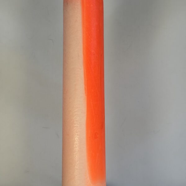 Bougie cylindrique moulée en cire d’olive, 4,7×22 cm, dégradé blanc et orange