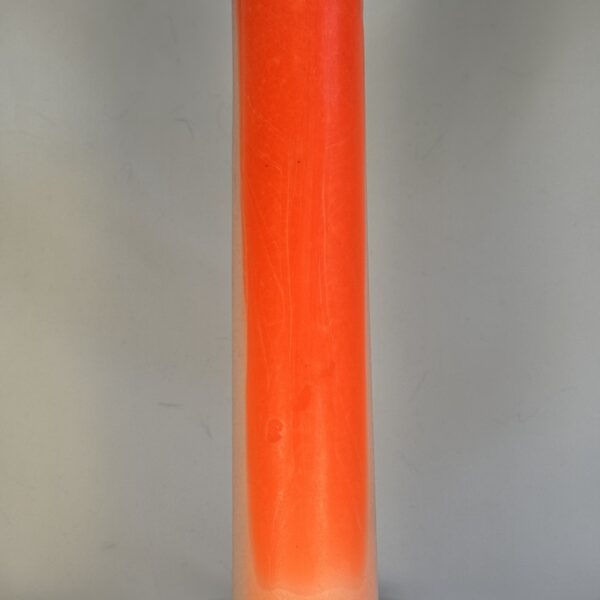 Bougie cylindrique moulée en cire d’olive, 4,7×22 cm, dégradé blanc et orange