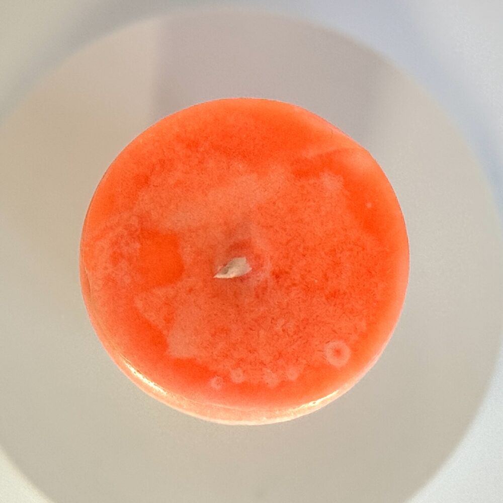 Bougie cylindrique moulée en cire d’olive, 4,7×22 cm, dégradé blanc et orange