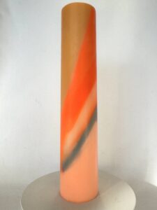 bougie cylindre 4,7×22 cm orange vif, gris et saumon — collection ÉTÉ ORANGE, cire végétale et minérale