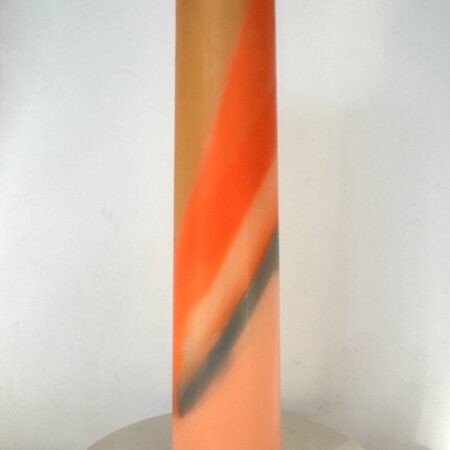 bougie cylindre 4,7×22 cm orange vif, gris et saumon — collection ÉTÉ ORANGE, cire végétale et minérale