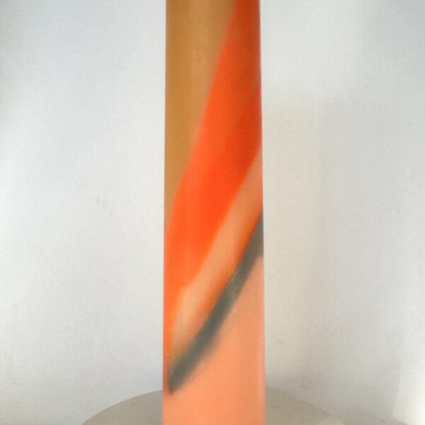 Bougie cylindre 4,7×22 cm — ÉTÉ ORANGE bougie cylindre 4,7×22 cm orange vif, gris et saumon — collection ÉTÉ ORANGE, cire végétale et minérale