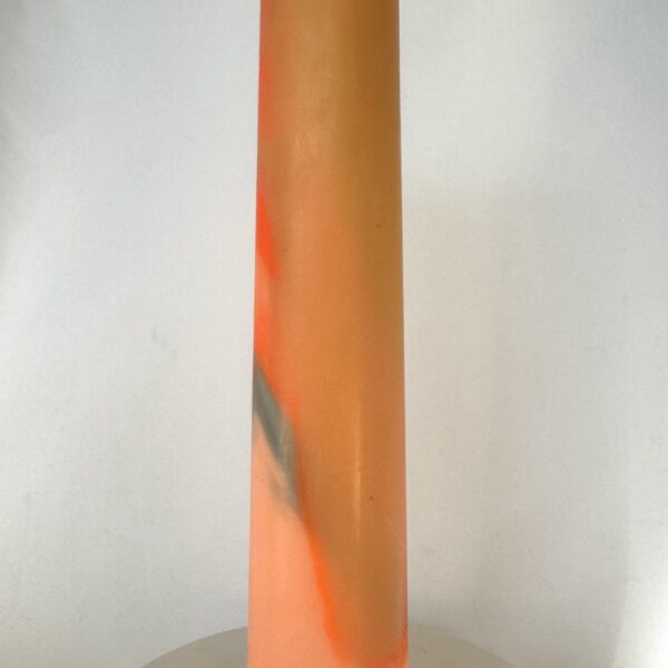 Bougie cylindre 4,7×22 cm — ÉTÉ ORANGE bougie cylindre 4,7×22 cm orange vif, gris et saumon — collection ÉTÉ ORANGE, cire végétale et minérale