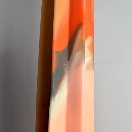 bougie étoile 5,5×20 cm orange, gris et blanc — collection ÉTÉ ORANGE, cire végétale et minérale