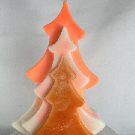 Sapin en cire d’olive — Blanc et dégradés d’orange Bougie sapin en cire d’olive, blanc, orange vif et orange fluo