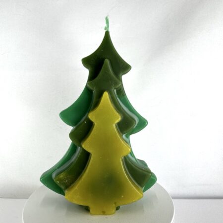 Sapin en paraffine — Jaune et verts Bougie sapin moulée en paraffine, jaune vif et deux tons de vert