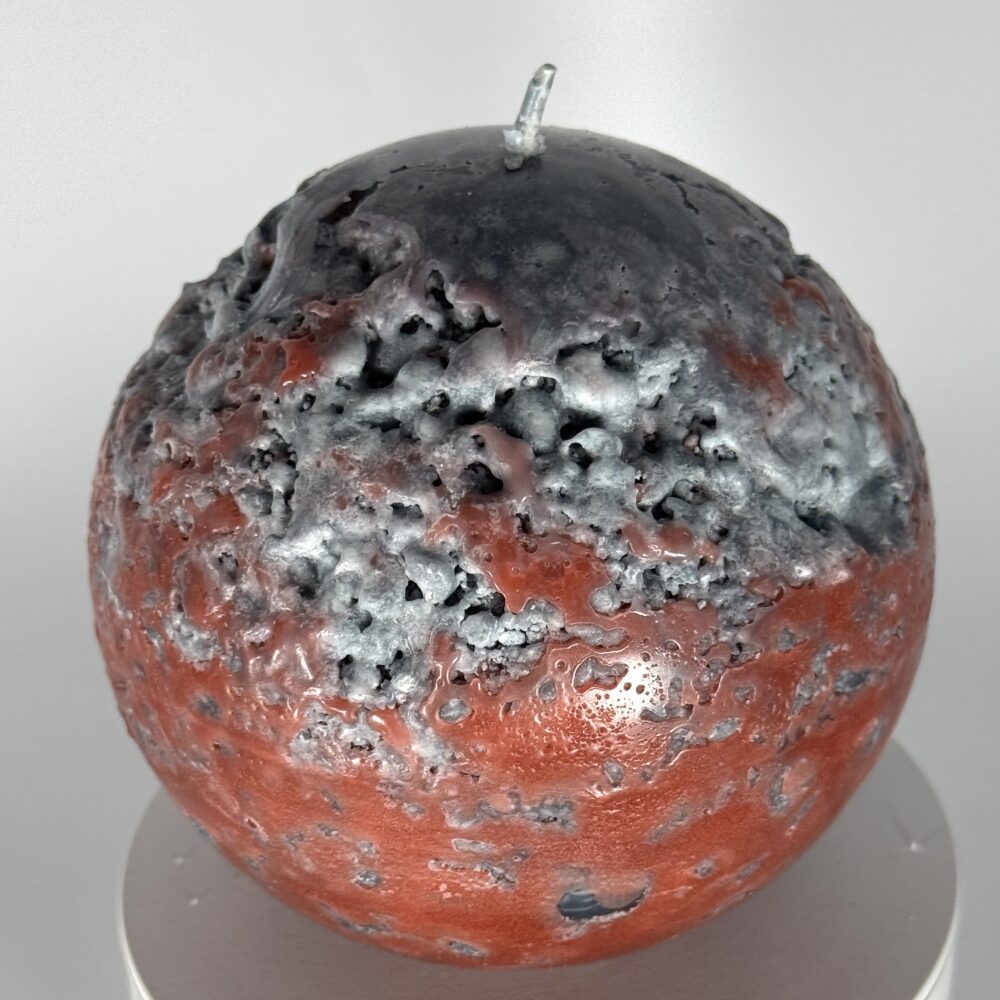 Bougie sphère 12 cm MERCURY — cire minérale texturée