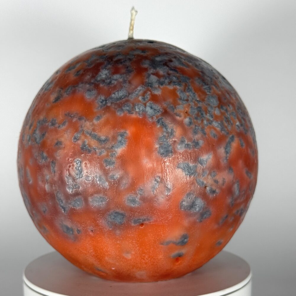 Bougie sphère 15 cm MERCURY — cire minérale texturée