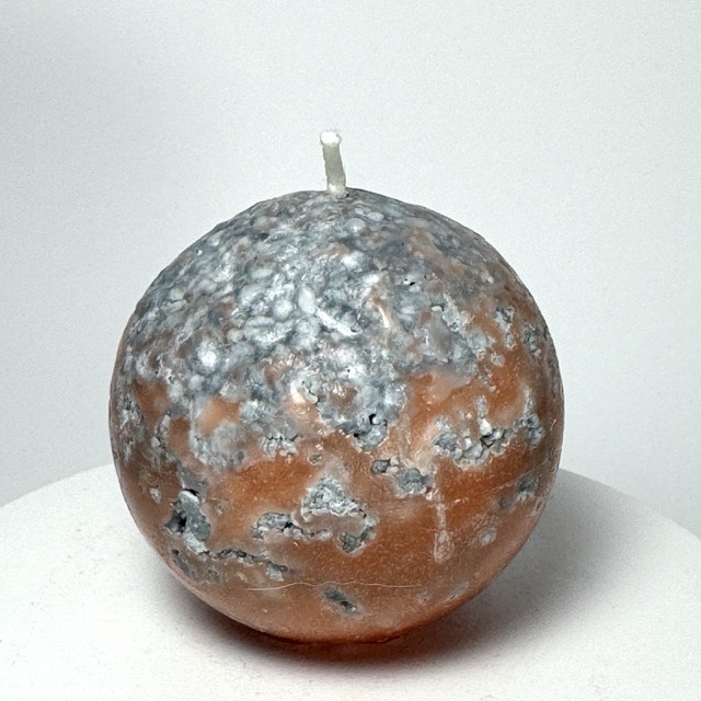 Bougie sphère 8 cm MERCURY — cire minérale texturée