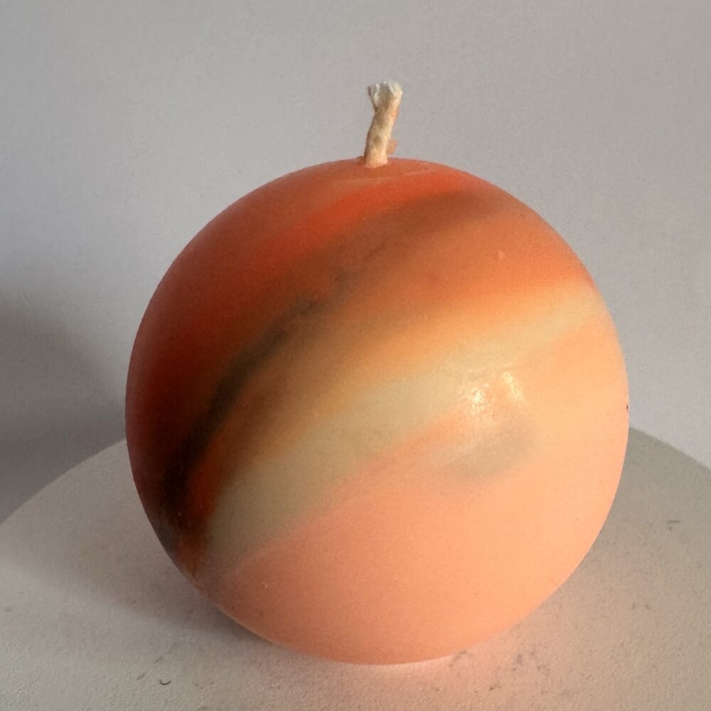 bougie sphérique orange 6,5 cm — collection ÉTÉ ORANGE, cire végétale et minérale