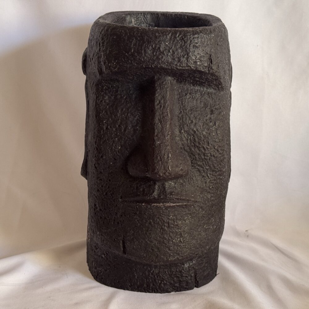 Photophore Moaï en cire recyclée — noir Grand photophore Moaï en cire recyclée noir — création artisanale sculpturale boo-j