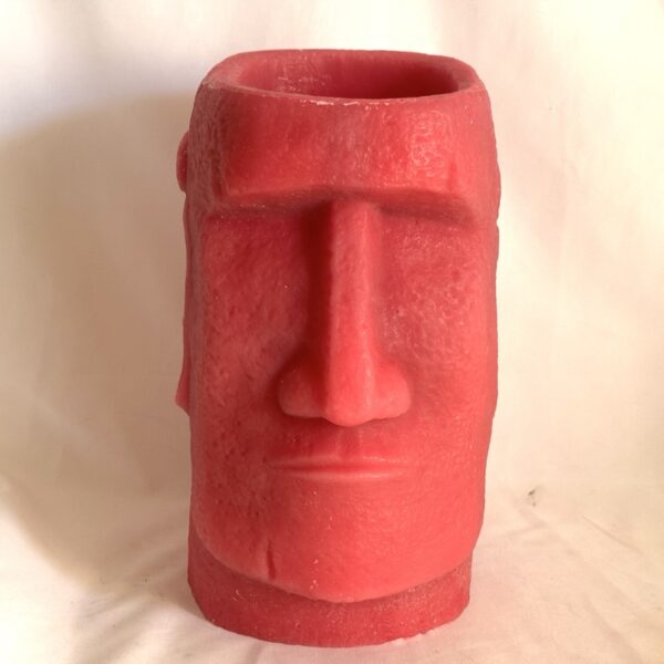 Photophore Moaï en cire recyclée — rose Grand photophore Moaï en cire recyclée rose — création artisanale sculpturale boo-j
