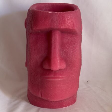 Photophore Moaï en cire recyclée — rose Grand photophore Moaï en cire recyclée rose — création artisanale sculpturale boo-j