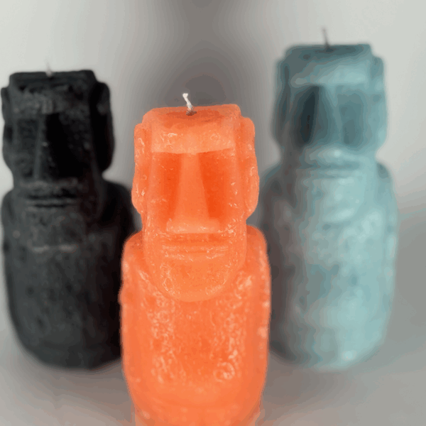 Moai_les gardiens de cire Petite tribu de bougies Moaï en cire recyclée — créations artisanales boo-j