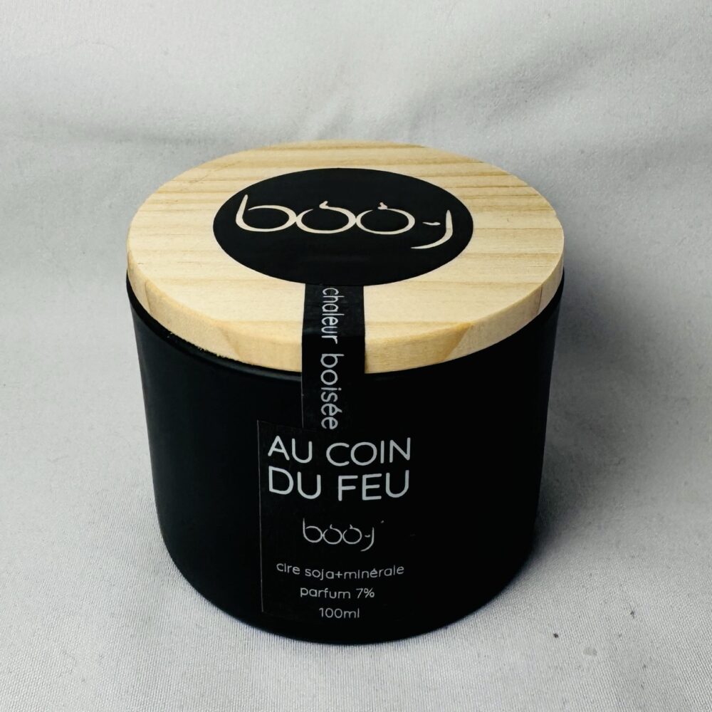 Bougie parfumée Au coin du feu 100 ml – cire soja et minérale, boo-j