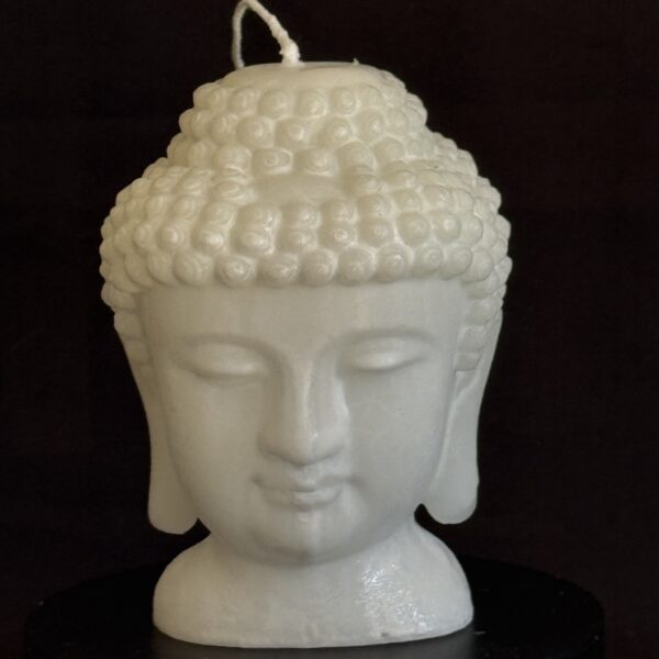 Bougie bouddha blanche nacrée — cire végétale et minérale | boo-j Bougie bouddha blanche nacrée — cire végétale et minérale, effet perlé et lumineux.