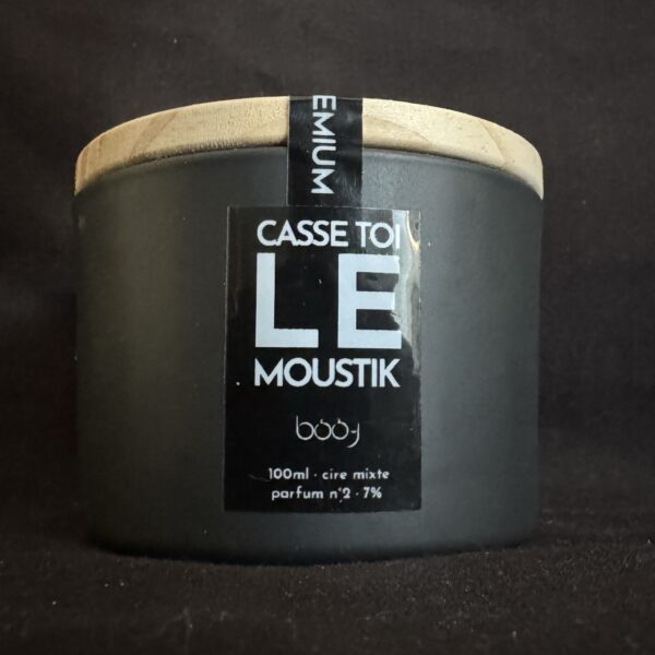 Bougie parfumée 100 ml à la cire de coco – anti-moustique naturelle « casse-toi le moustik »