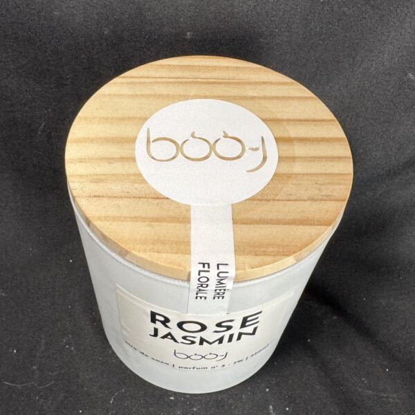 Bougie parfumée Rose Jasmin 330 ml en cire de coco – pot blanc boo-j