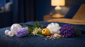 Visuel du parfum n°17 — essenciel, notes douces et apaisantes dans une ambiance nocturne. Bougies artisanales boo-j, Suisse.