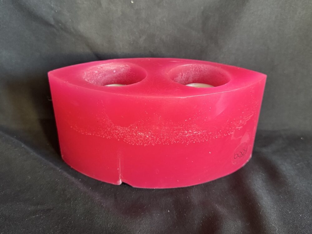 Photophore rose en cire recyclée boo-j avec deux bougies chauffe-plat