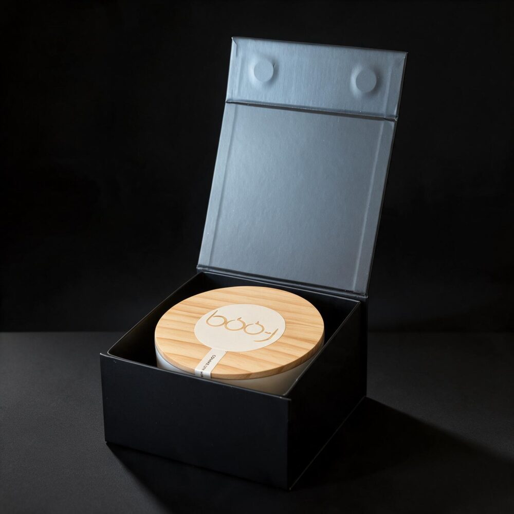 Coffret Cadeau M – Boîte pour bougie parfumée à 3 mèches. Boîte cadeau M pour bougie parfumée 600ml à 3 mèches.