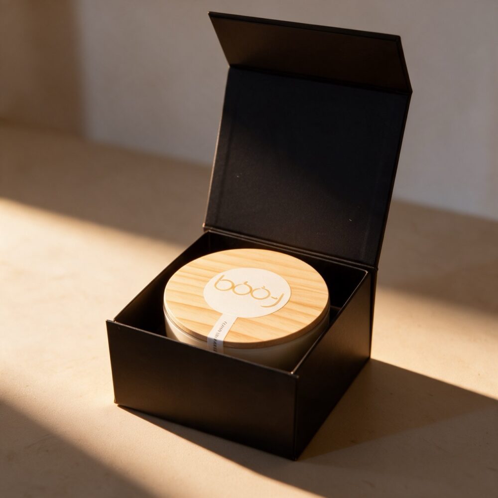 Coffret Cadeau M – Boîte pour bougie parfumée à 3 mèches. Boîte cadeau M pour bougie parfumée 600ml à 3 mèches.
