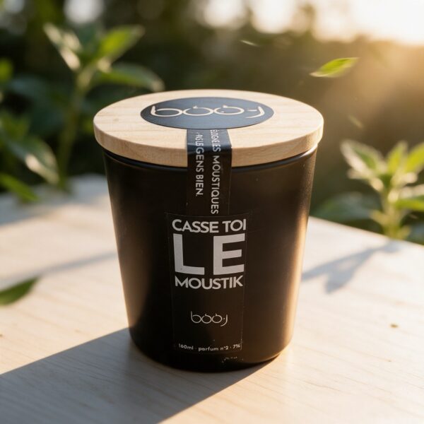Bougie parfumée Casse-toi le moustik en pot de 160 ml, ambiance été lumineuse