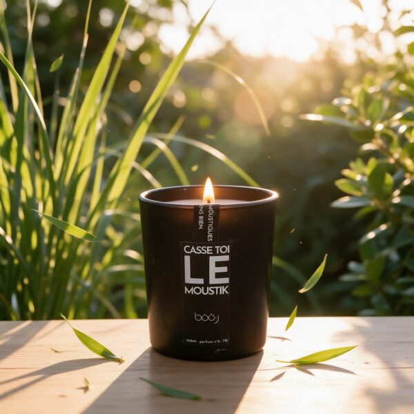Bougie parfumée Casse-toi le moustik en pot de 160 ml, ambiance été lumineuse