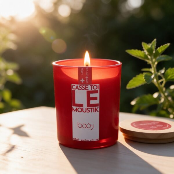 Bougie parfumée Casse-toi le moustik en pot de 160 ml, ambiance été lumineuse