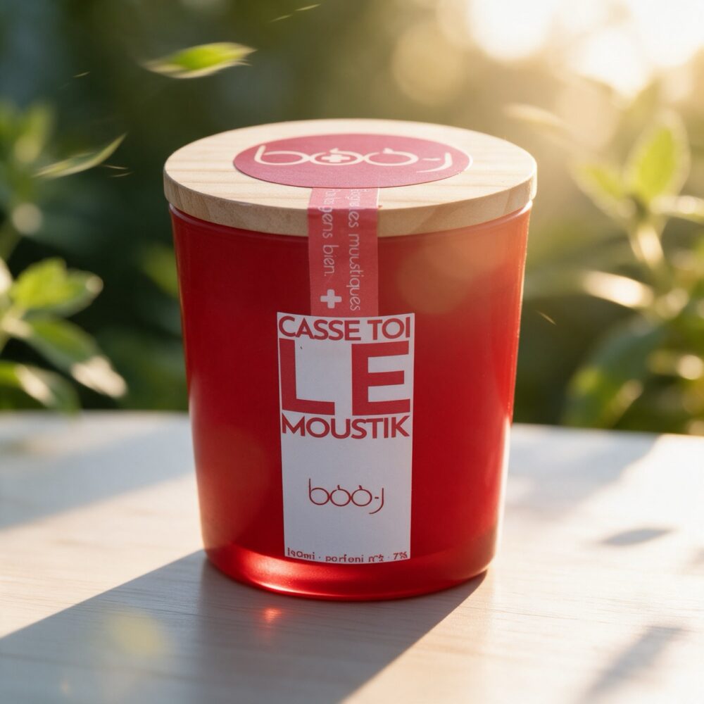 Bougie parfumée Casse-toi le moustik en pot de 160 ml, ambiance été lumineuse
