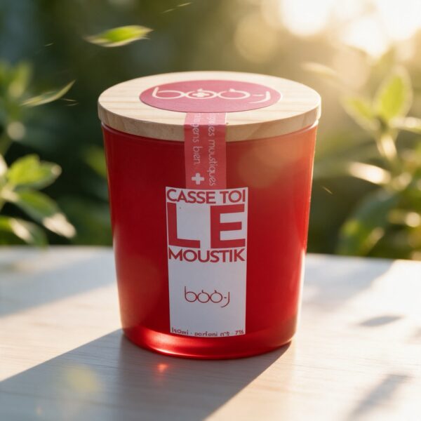 Bougie parfumée Casse-toi le moustik en pot de 160 ml, ambiance été lumineuse