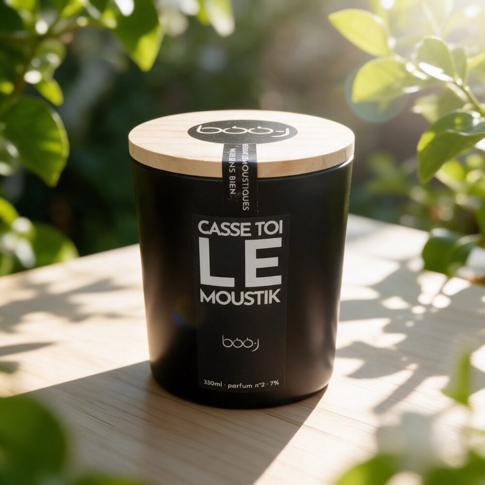 Bougie parfumée Casse-toi le moustik en pot de 330 ml, ambiance été lumineuse