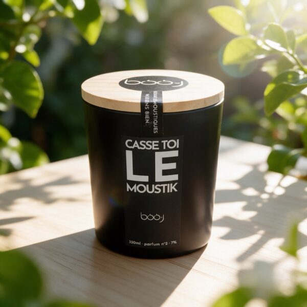 Bougie parfumée Casse-toi le moustik en pot de 330 ml, ambiance été lumineuse