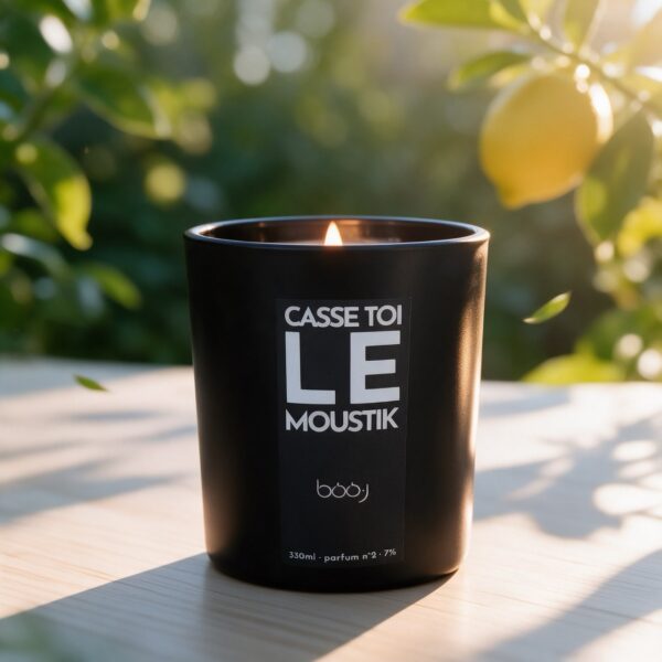Bougie parfumée Casse-toi le moustik en pot de 330 ml, ambiance été lumineuse
