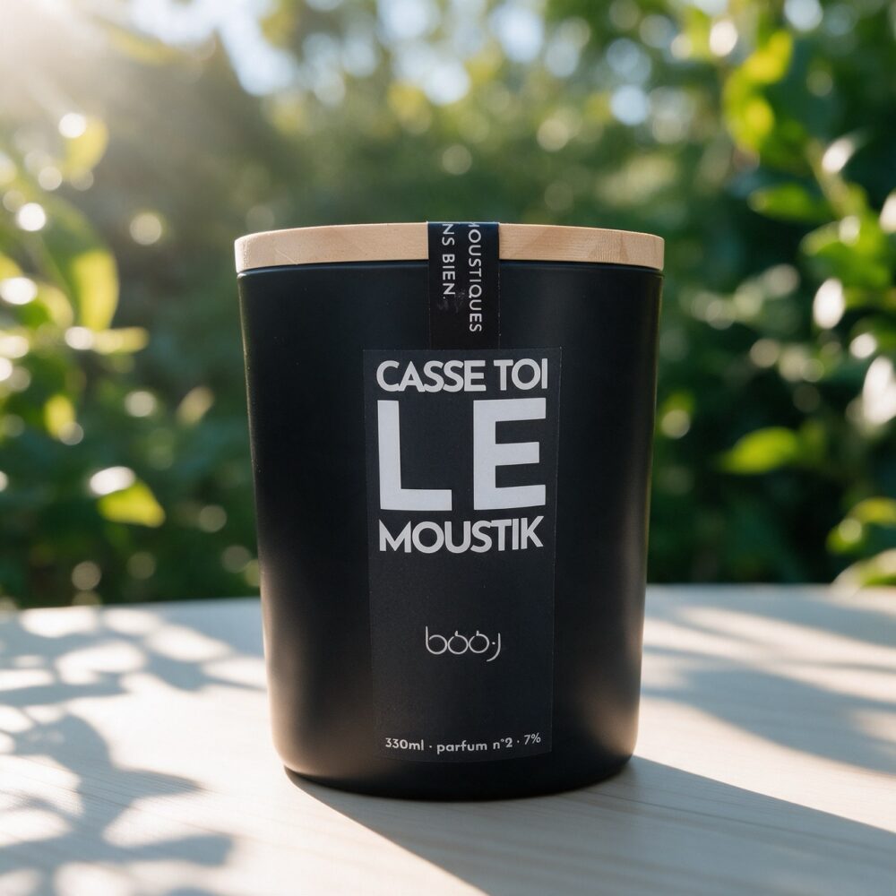 Bougie parfumée Casse-toi le moustik en pot de 330 ml, ambiance été lumineuse