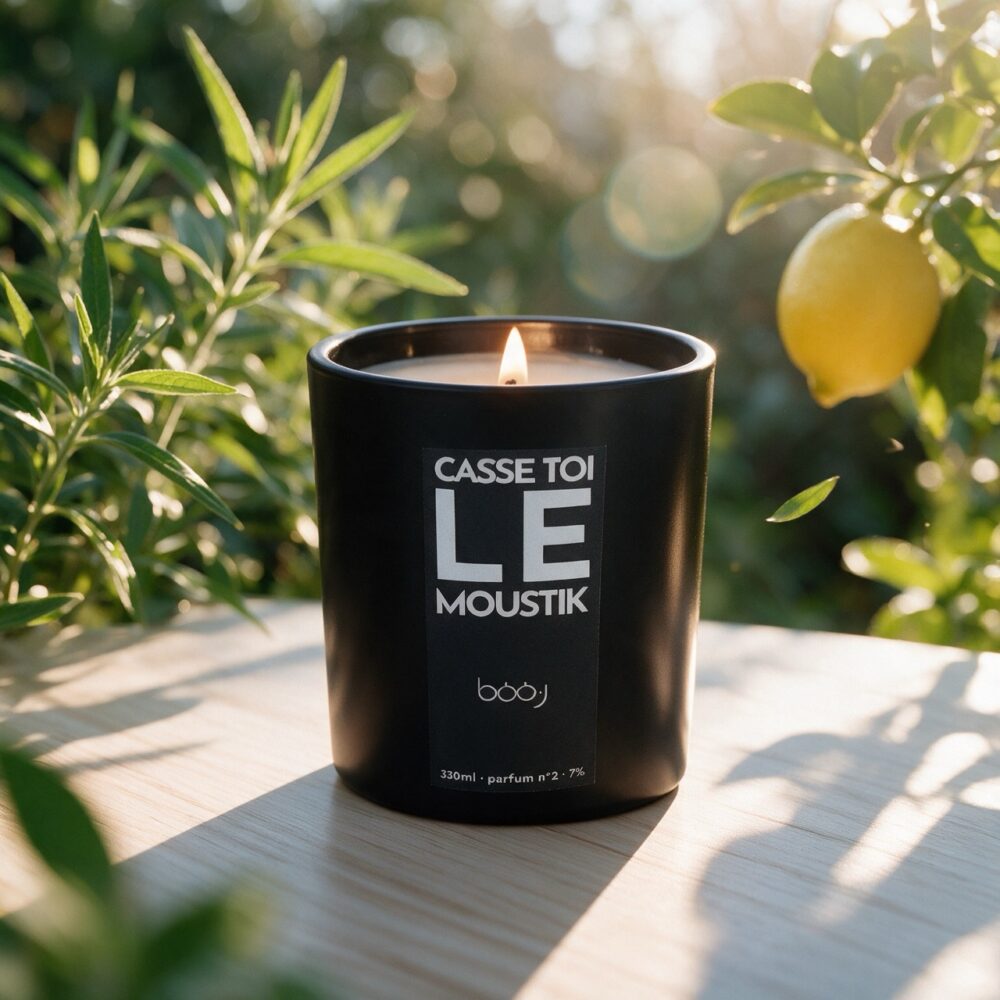 Bougie parfumée Casse-toi le moustik en pot de 330 ml, ambiance été lumineuse